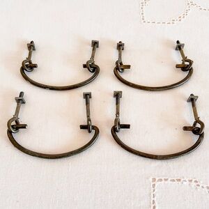 Antique Brass Drawer Pulls Slim Bail Handle Dresser Hardware Set of 4